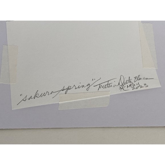 Sakura Spring - Original Wall Art Matted Flower Watercolor Gouache Painting 8x10 - Picture 5 of 5